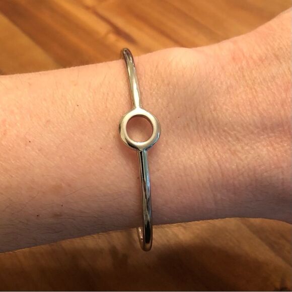 Elizabeth and James | Circle Silver Bangle Bracelet | 2.5” Diameter - Picture 1 of 4